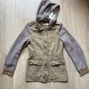 CoffeeShop Girls 100% Cotton Cargo Sweatshirt Combo Jacket knit accents M